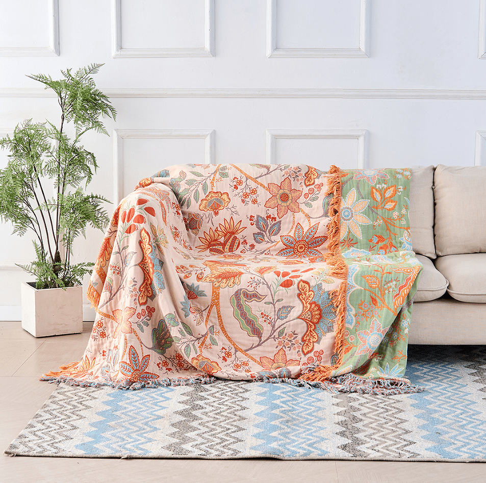 Boho-Chic Cotton Throw Blanket - image with text 3