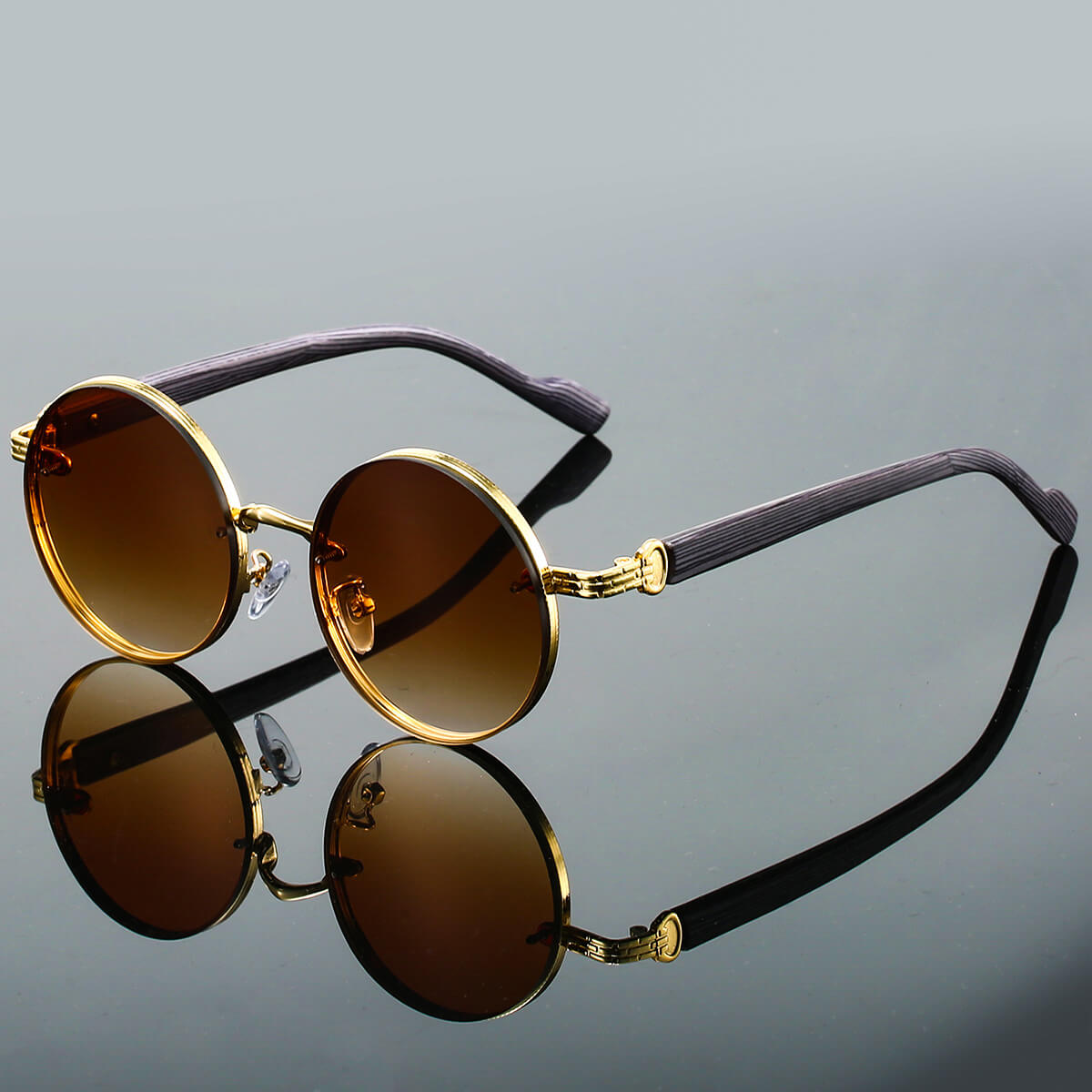 Round Retro Metal Frame Sunglasses, UV400, 28g, Unisex