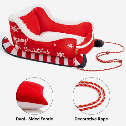 NOELTAIL Christmas Sleigh Dog Bed