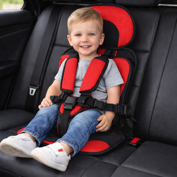 Travel Car Seat for Kids, Slim Child Booster with Adjustable Harness