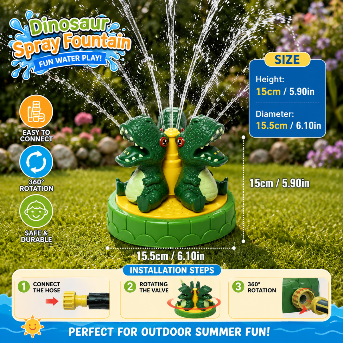 DINOSPLASH Interactive Dinosaur Water Sprinkler