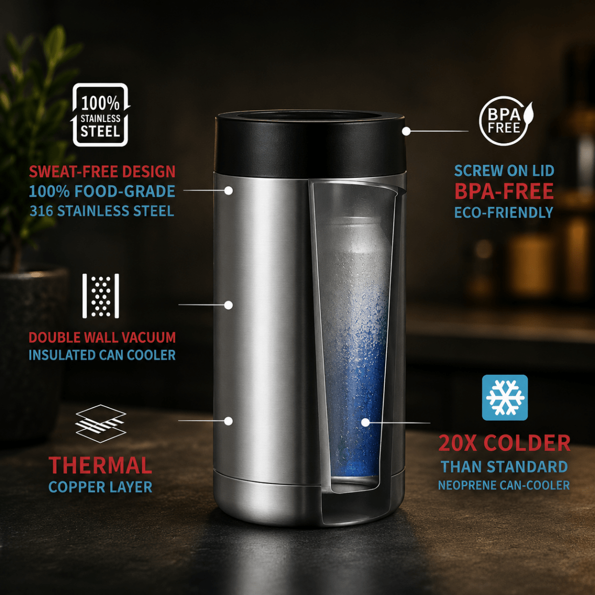 ICEKEEP Stainless Steel Can Holder