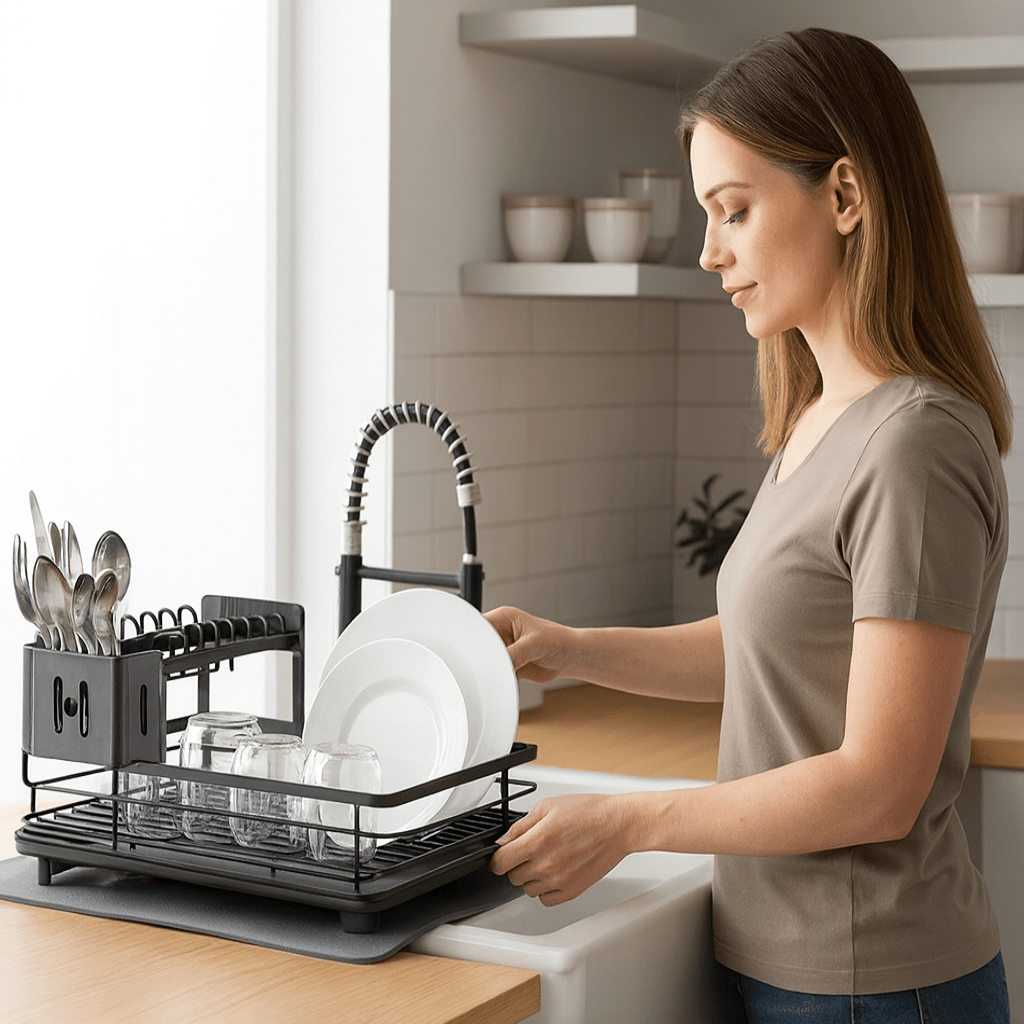 KITCHENFORM Foldable Stainless Steel Dish Rack