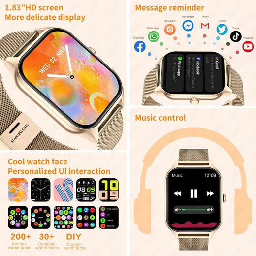 Women's Smartwatch, Fitness Tracker with Heart Rate & Sleep Monitor for Calls & Notifications