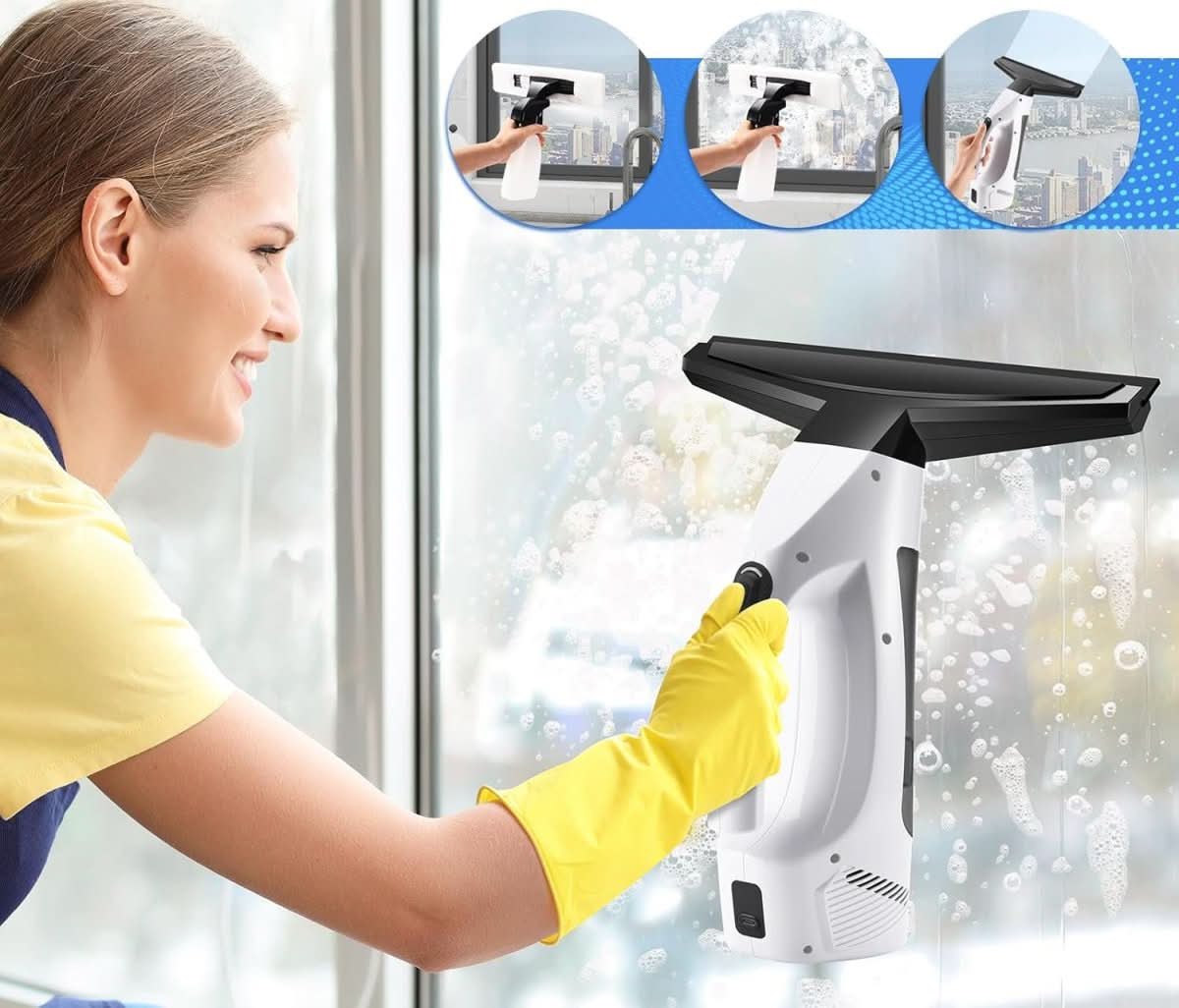 GLASSYON Cordless Electric Window Vacuum Cleaner