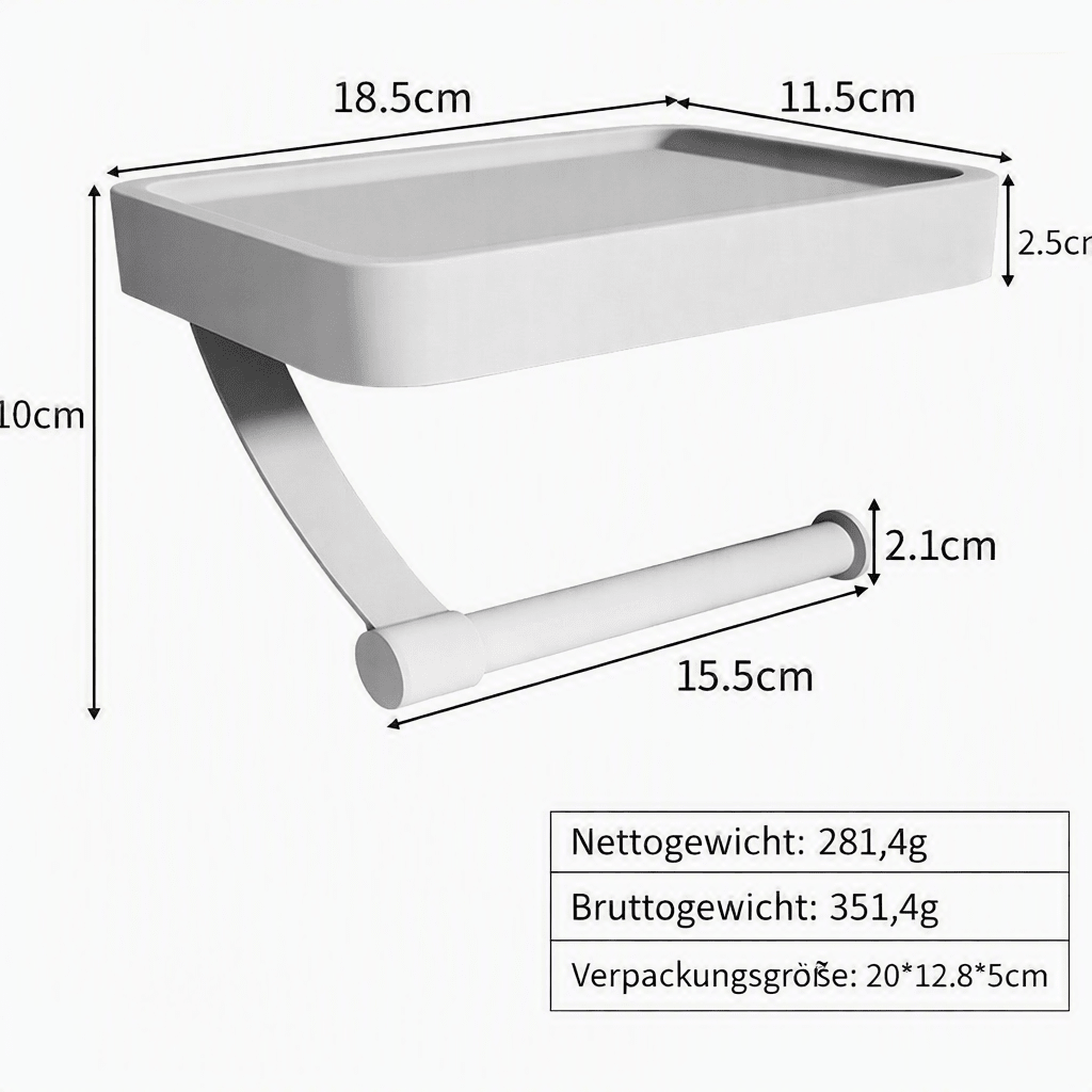 PREPSHELF No-Drill Toilet Paper Holder