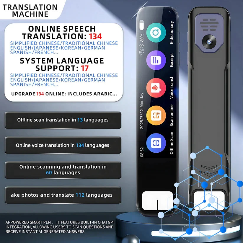 Translation Pen Scanner, Smart Reading Pen for Text Scanning & Language Learning