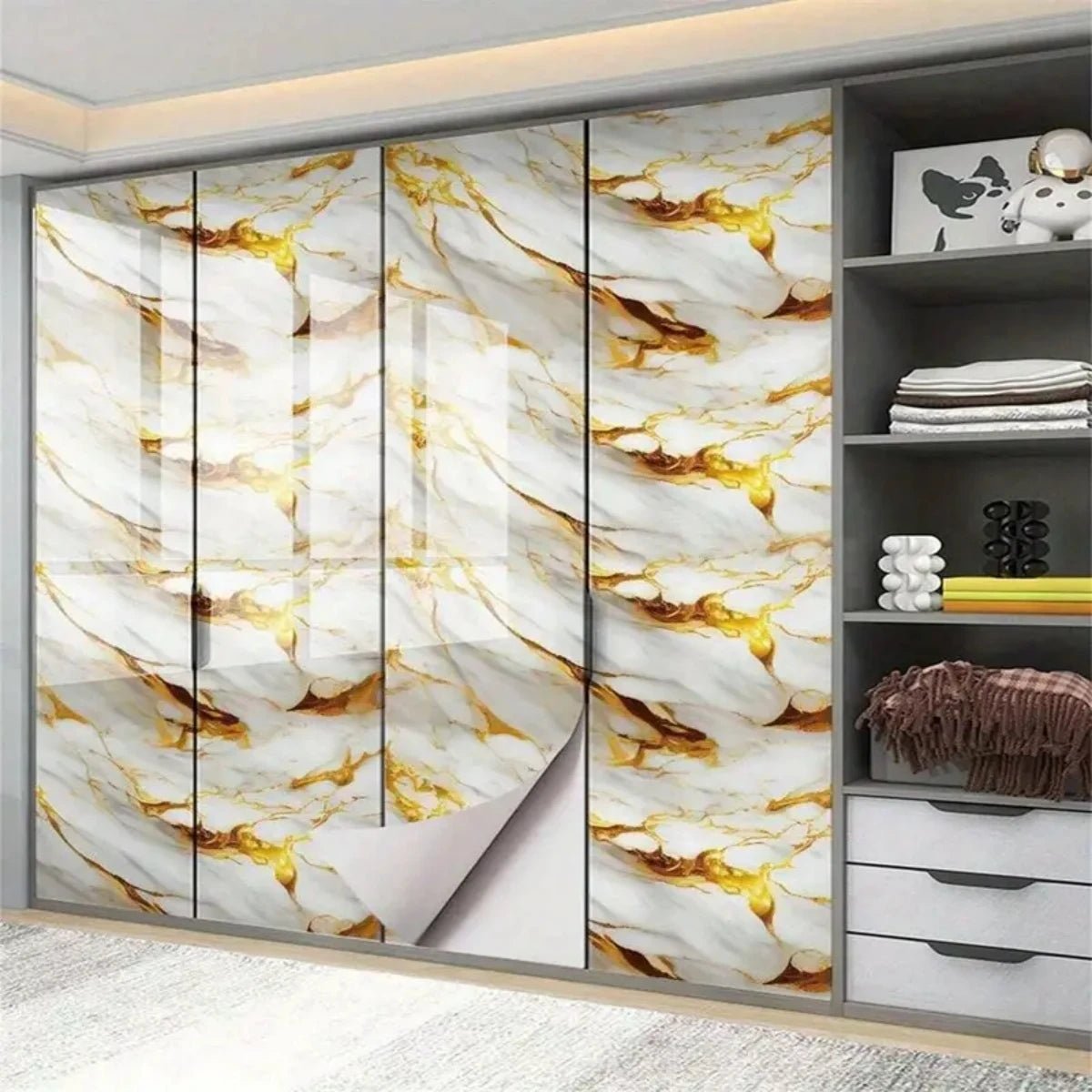 LUXWRAP Aluminum Foil Marble Wallpaper