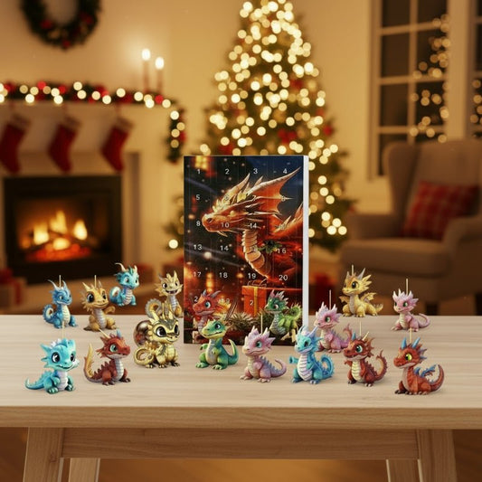 Kids Advent Calendar Dragon 24 Day Christmas Countdown with Cute Dragon Charms, Fantasy Advent Calendar for Girls & Boys