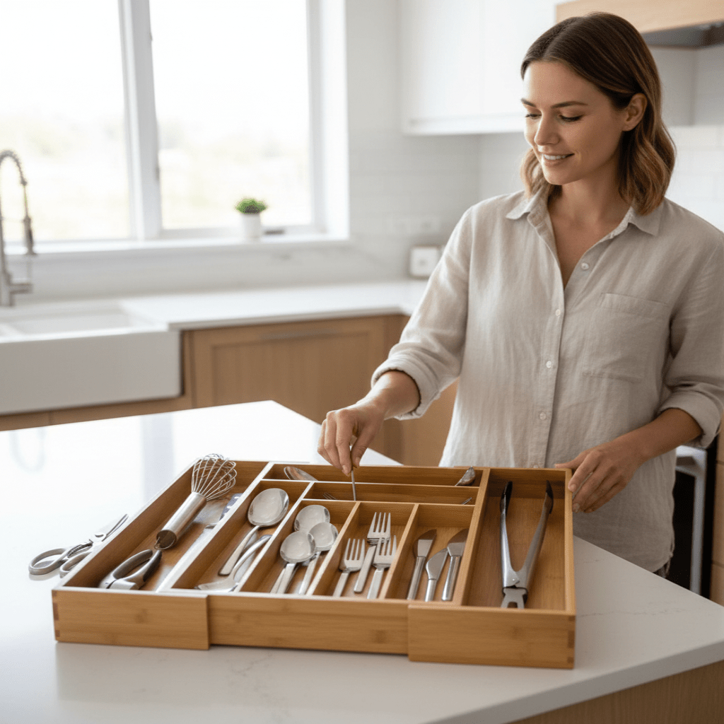 WOOD ONE-PIECE Adjustable Eco-friendly Drawer Organizer