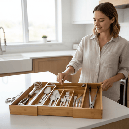 WOOD ONE-PIECE Adjustable Eco-friendly Drawer Organizer