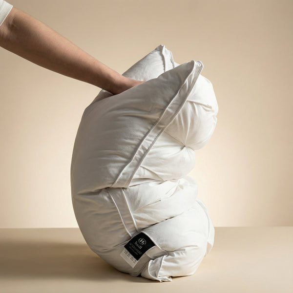 Goose Down Pillow, Soft Hotel Style Bed Pillow with Breathable Cotton Cover for All Sleep Positions