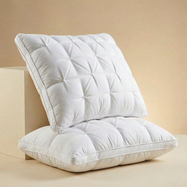Goose Down Pillow, Soft Hotel Style Bed Pillow with Breathable Cotton Cover for All Sleep Positions