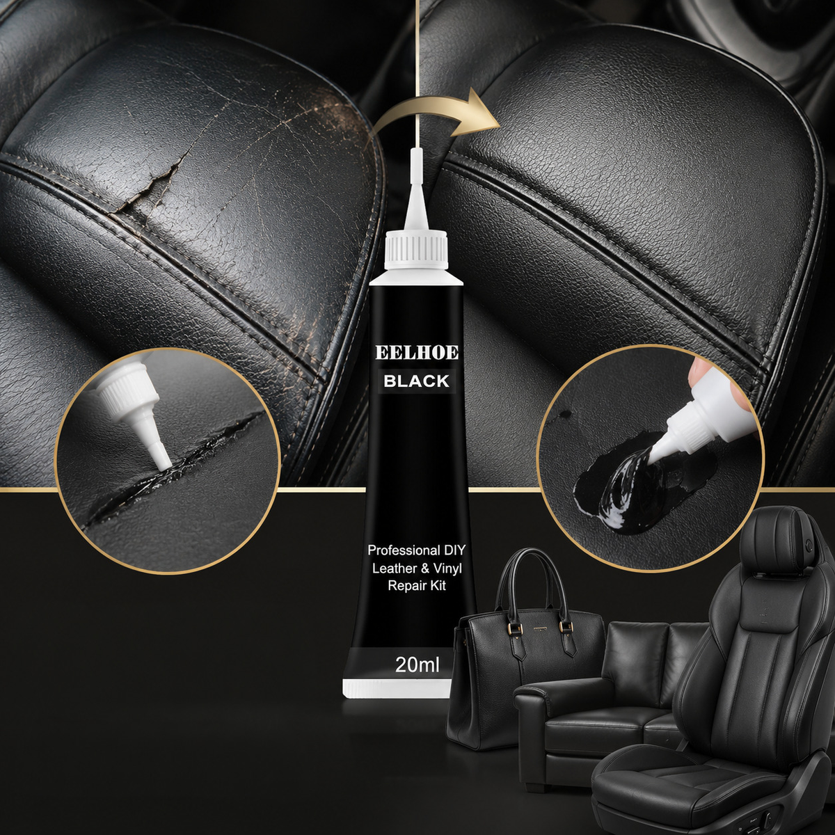Leather Repair Gel for Car Seats, Furniture & Bags