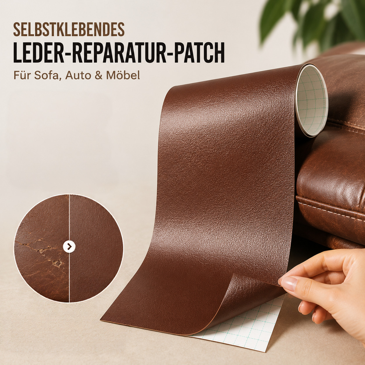 Self-Adhesive Leather Repair Patches for Sofa, Car & Furniture