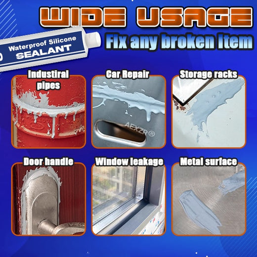 Waterproof Silicone Sealant, Flexible Weatherproof Caulk for Glass, Metal, Tile & Concrete