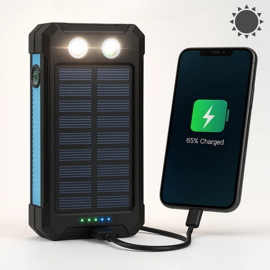 Solar Power Bank 500000mAh, Waterproof, Dual USB & LED