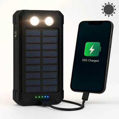 Solar Power Bank 500000mAh, Waterproof, Dual USB & LED