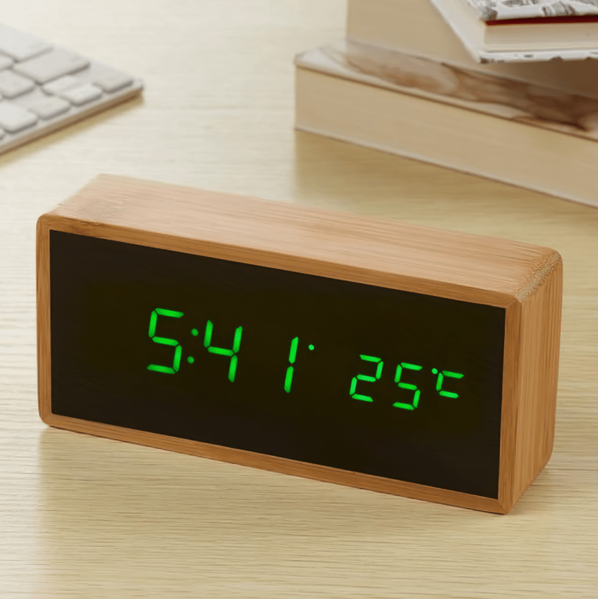 TIMBORA Minimalist LED Bamboo Alarm Clock