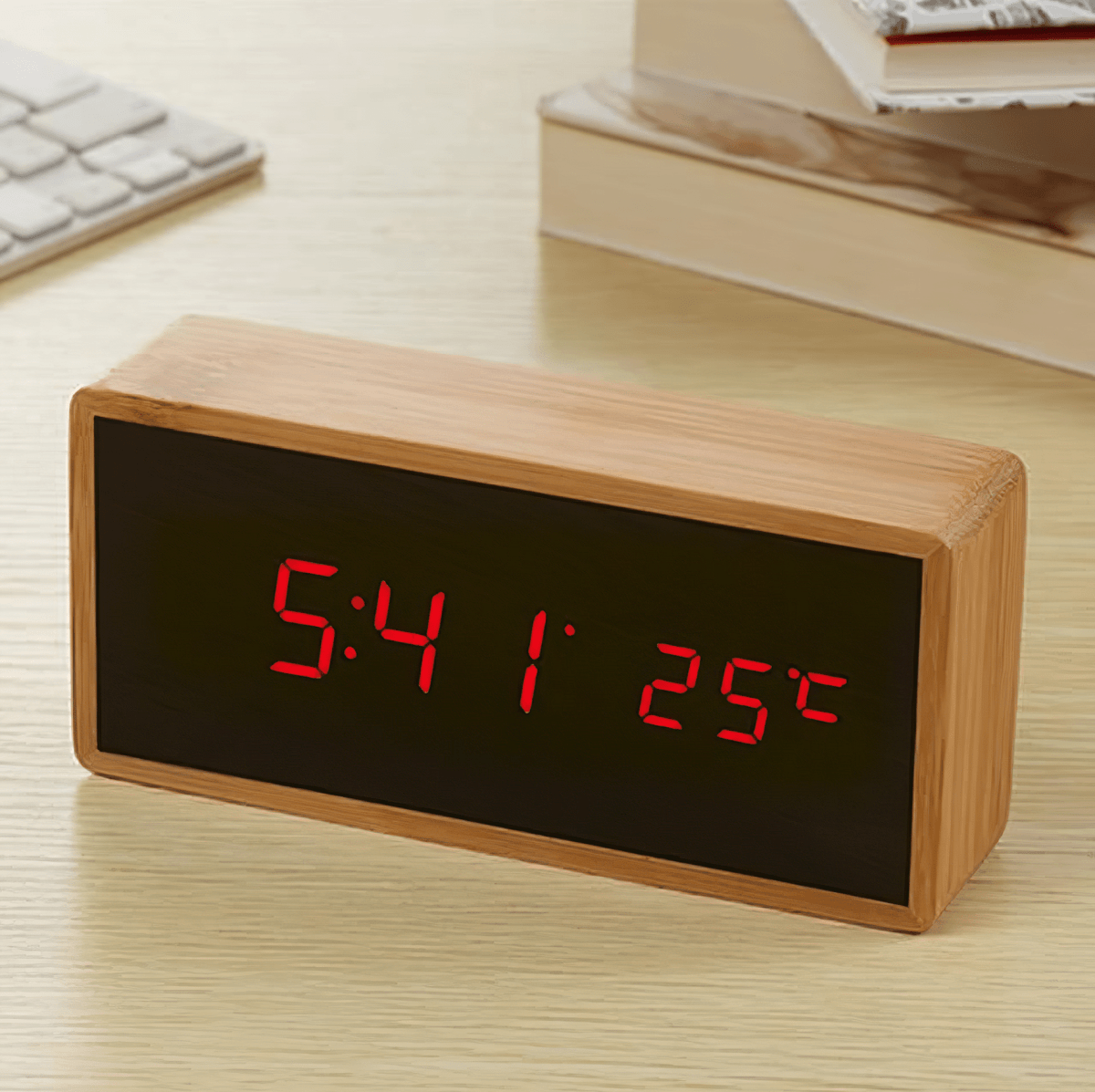 TIMBORA Minimalist LED Bamboo Alarm Clock