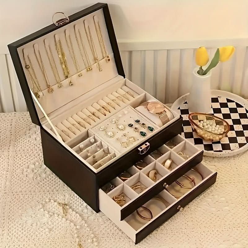 Elegant Jewelry Box Leather Storage for On the Go lifestyle image 1