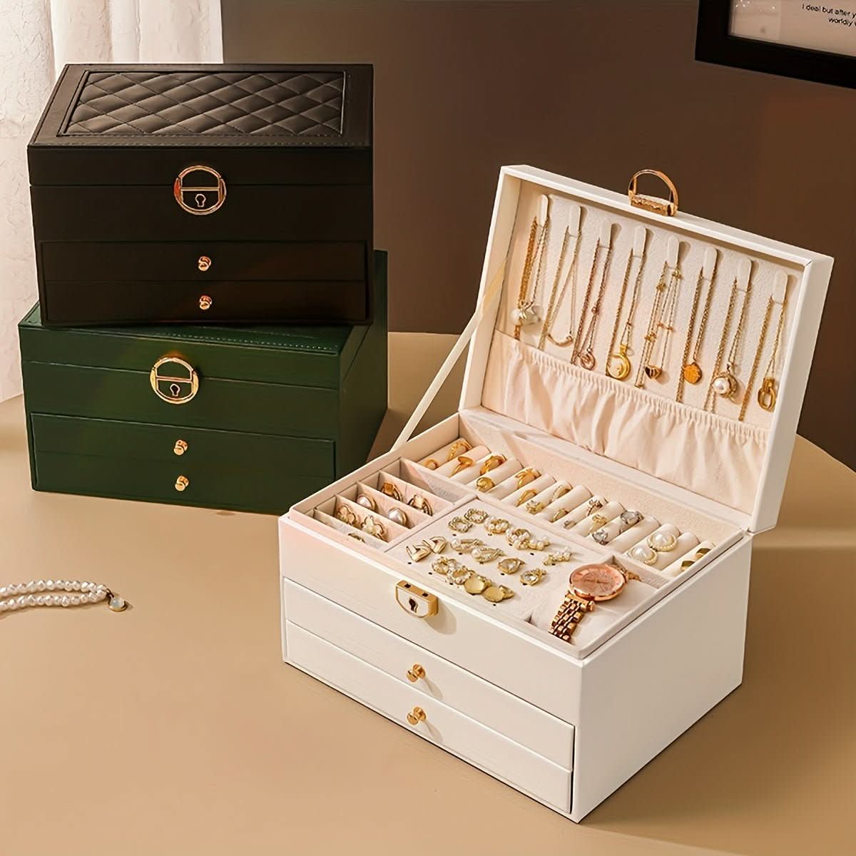 Elegant Jewelry Box Leather Storage for On the Go