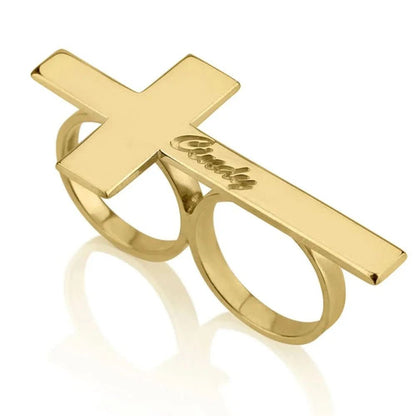 DUOVIA Stainless Steel Two-Finger Ring