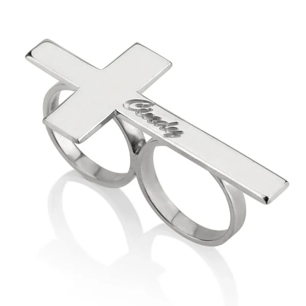 DUOVIA Stainless Steel Two-Finger Ring