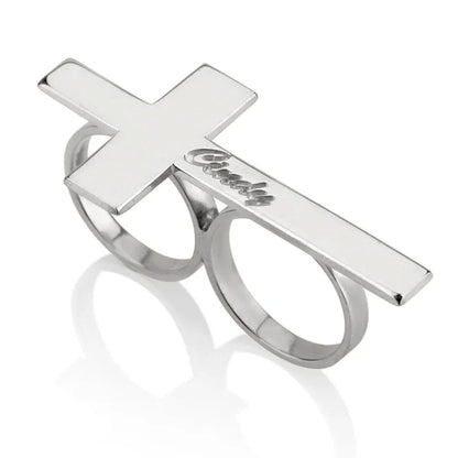 DUOVIA Stainless Steel Two-Finger Ring