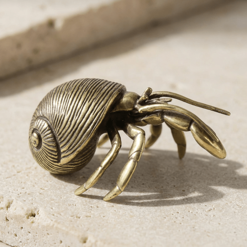SHELLCRAFT Decorative Brass Hermit Crab Figurine