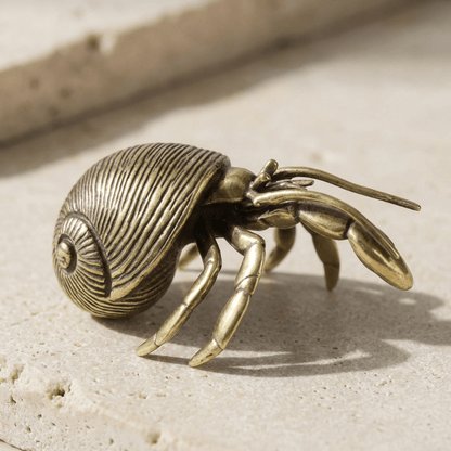 SHELLCRAFT Decorative Brass Hermit Crab Figurine