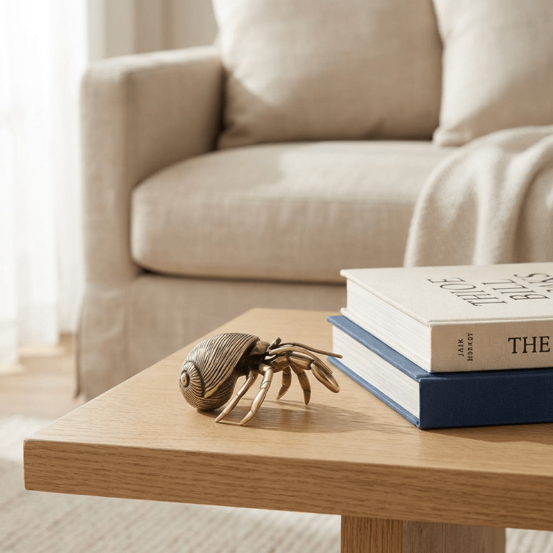 SHELLCRAFT Decorative Brass Hermit Crab Figurine