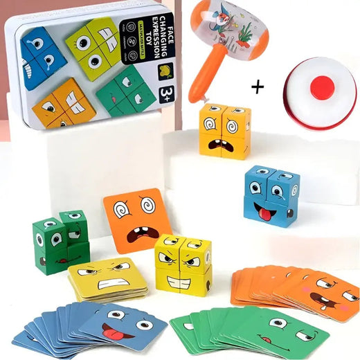 Wooden Emotion Blocks for Kids, Stacking and Sorting Feelings Learning Toy for Ages 3 and Up