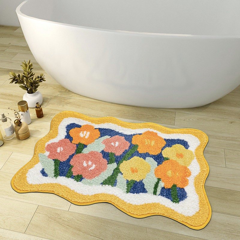 FLORAVIBE Colorful Flower Bath Mat