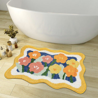 FLORAVIBE Colorful Flower Bath Mat