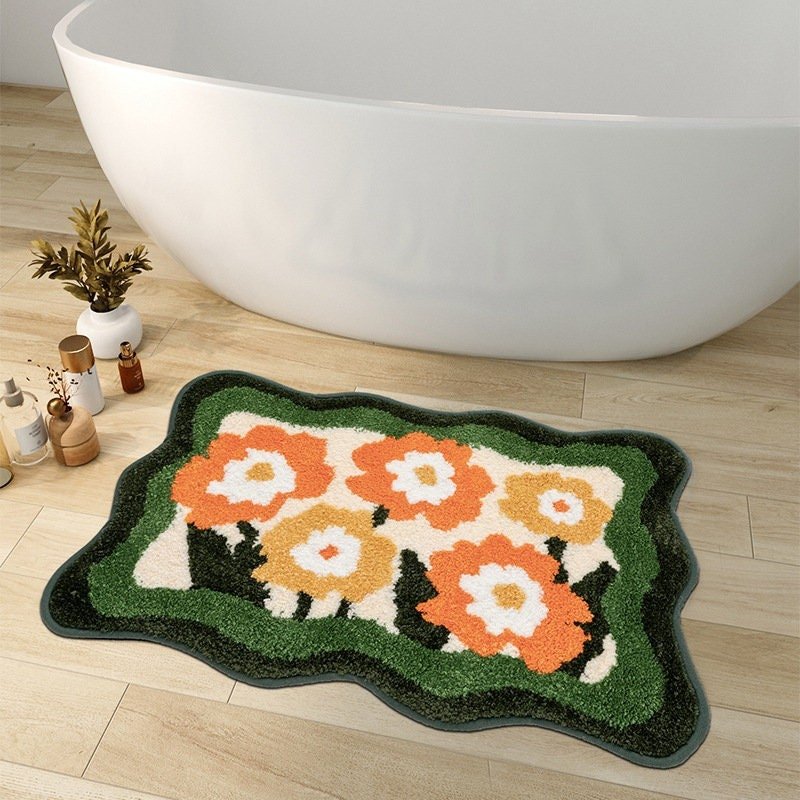 FLORAVIBE Colorful Flower Bath Mat