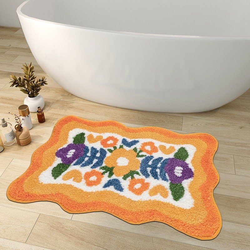 FLORAVIBE Colorful Flower Bath Mat