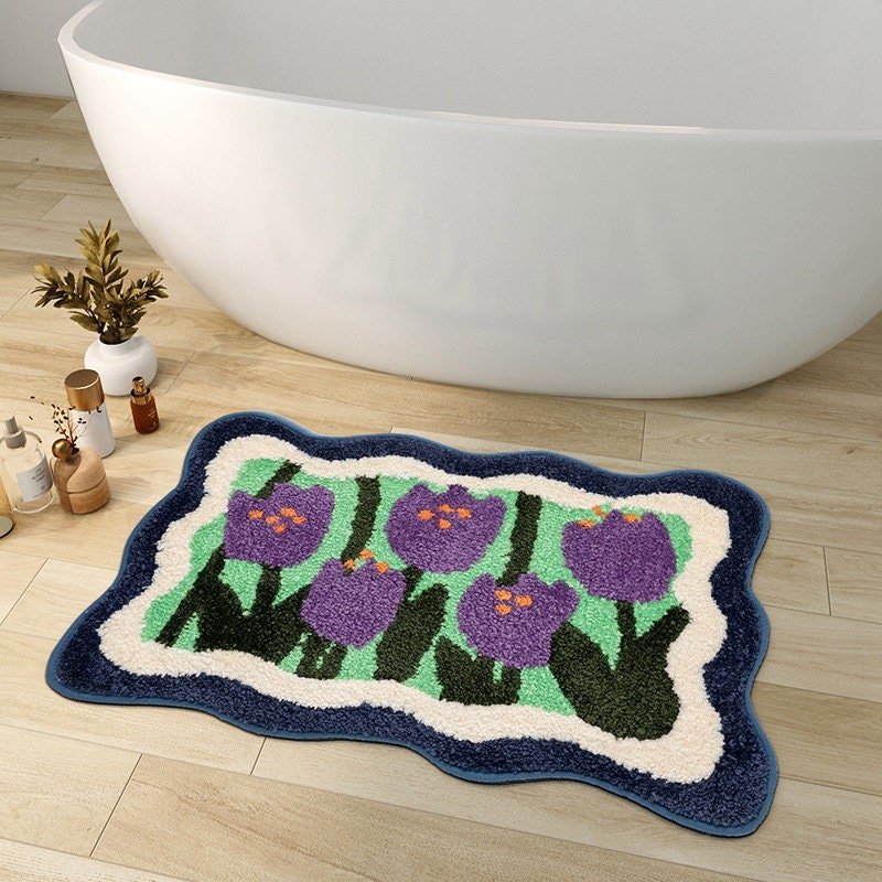 FLORAVIBE Colorful Flower Bath Mat