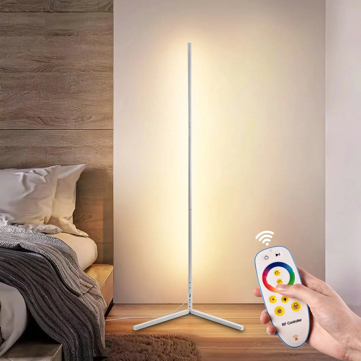 Dimmable LED Corner Floor Lamp with Remote