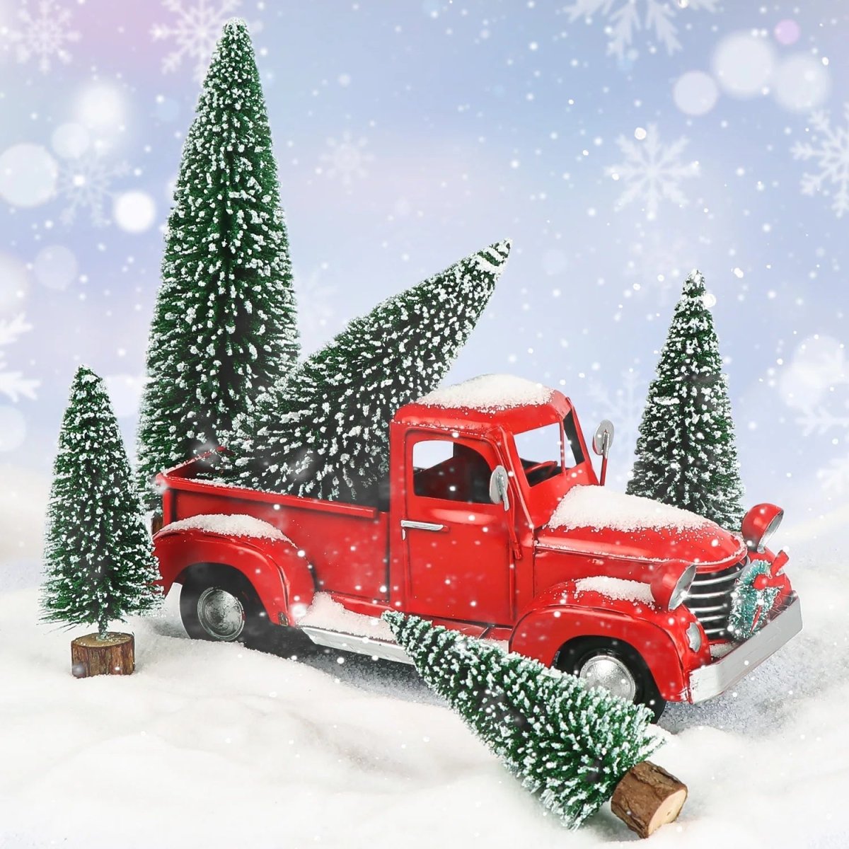 SNOWPINE BRUSH Flocked Mini Fir Set