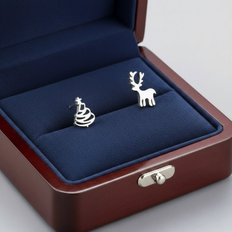 FROSTGEM 925 Silver Christmas Stud Earrings