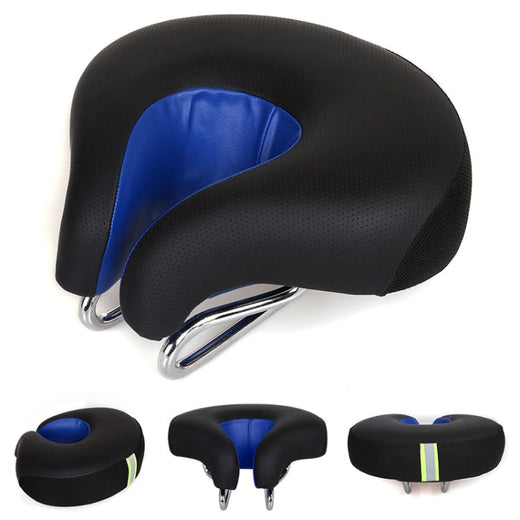 Noseless Bike Seat, Wide Ergonomic Mountain Bike Saddle with Pressure Relief Padding