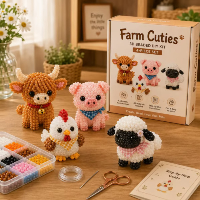 3D Bead Animal DIY Craft Kit for Kids