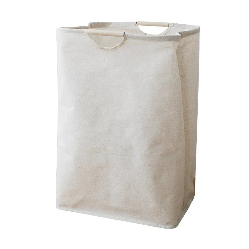 Foldable Cotton Linen Laundry Storage Basket, Japanese Style