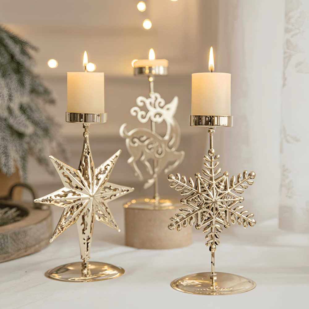 GLORIAHOME Vintage Gold Candle Holder