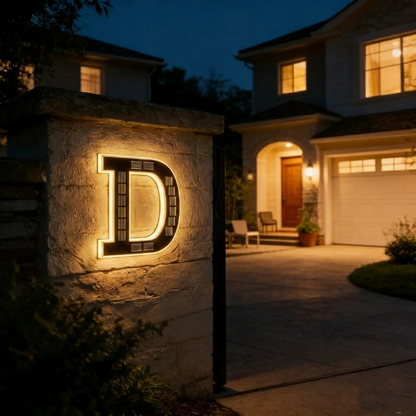 Solar House Number Sign with Automatic Light