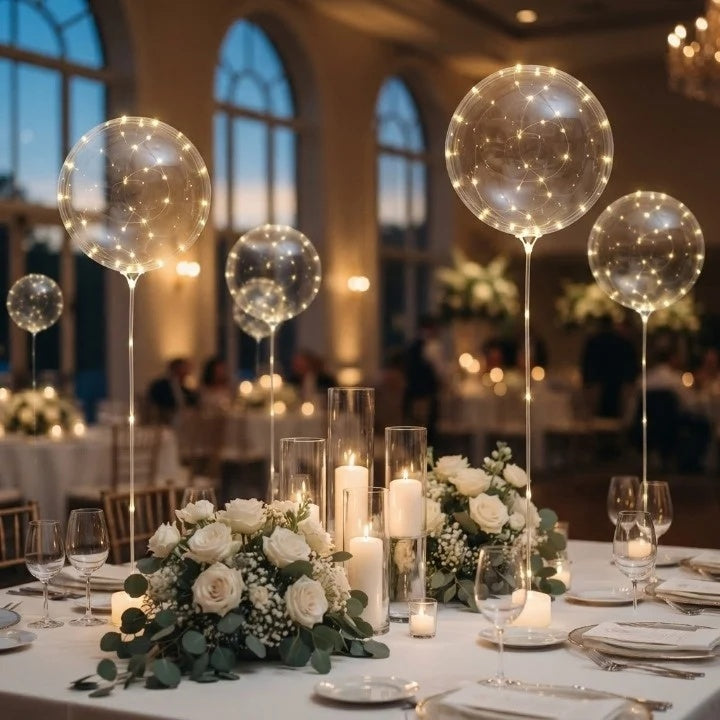 LED Light Up Balloons, Set of 10 Warm White Reusable Balloons for Weddings, Birthdays & Garden Parties