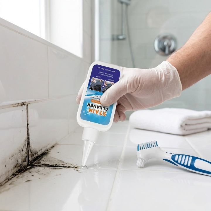 Mold Remover Gel with Cleaning Brush, No-Scrub Gel for Grout, Silicone Seals & Bathrooms