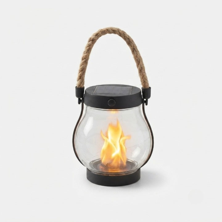 Solar Flame Lantern with Flicker Effect, Weatherproof