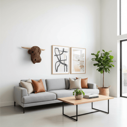 HiIGHLAND ART Rustic Cow Head Wall Decor